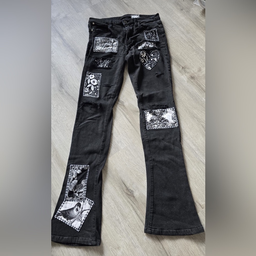 Joe's Jeans Black Flare with Artistic Patchwork